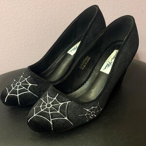 Elegant Black Spider Web Heels